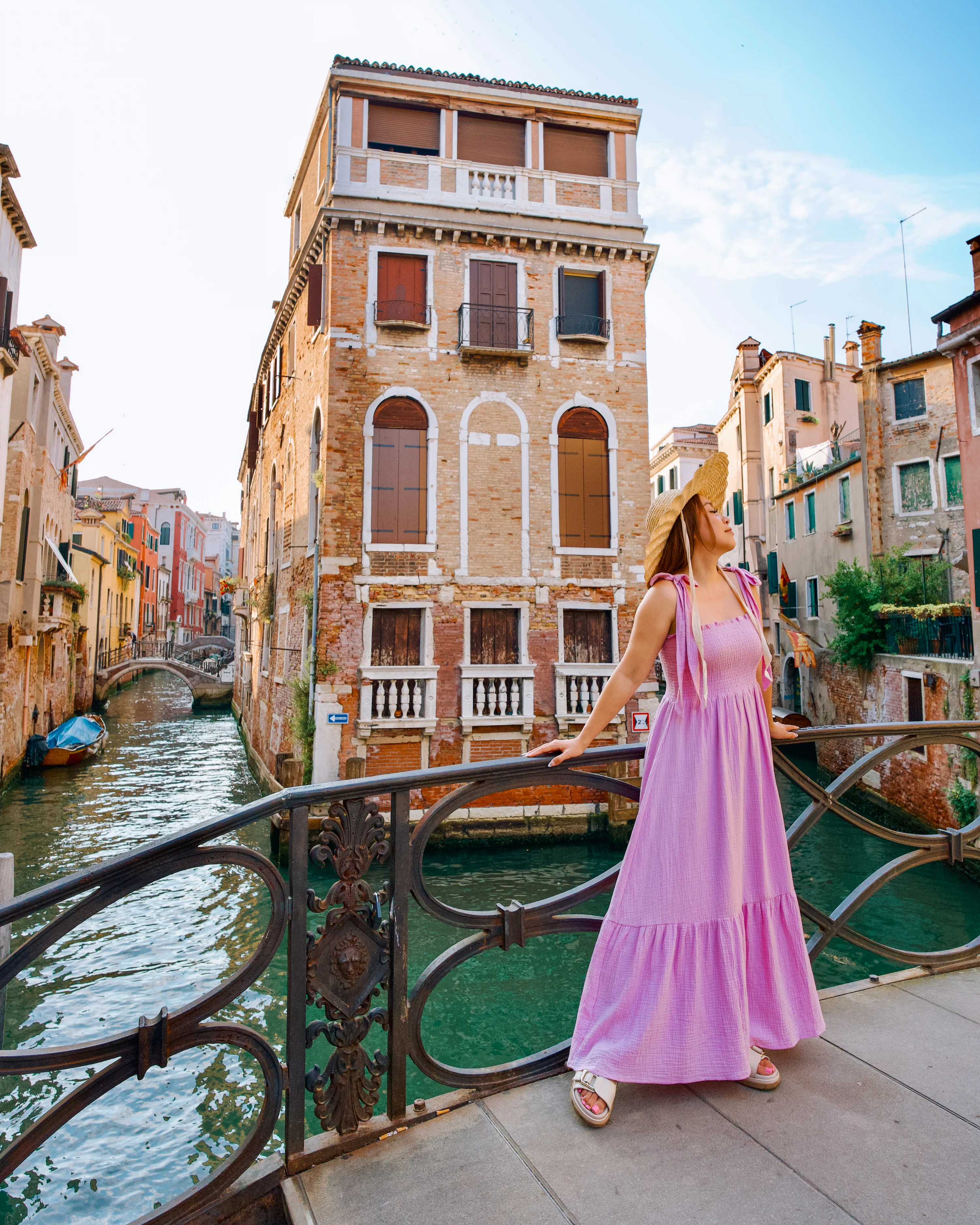 Walking along canals in Venice, Italy