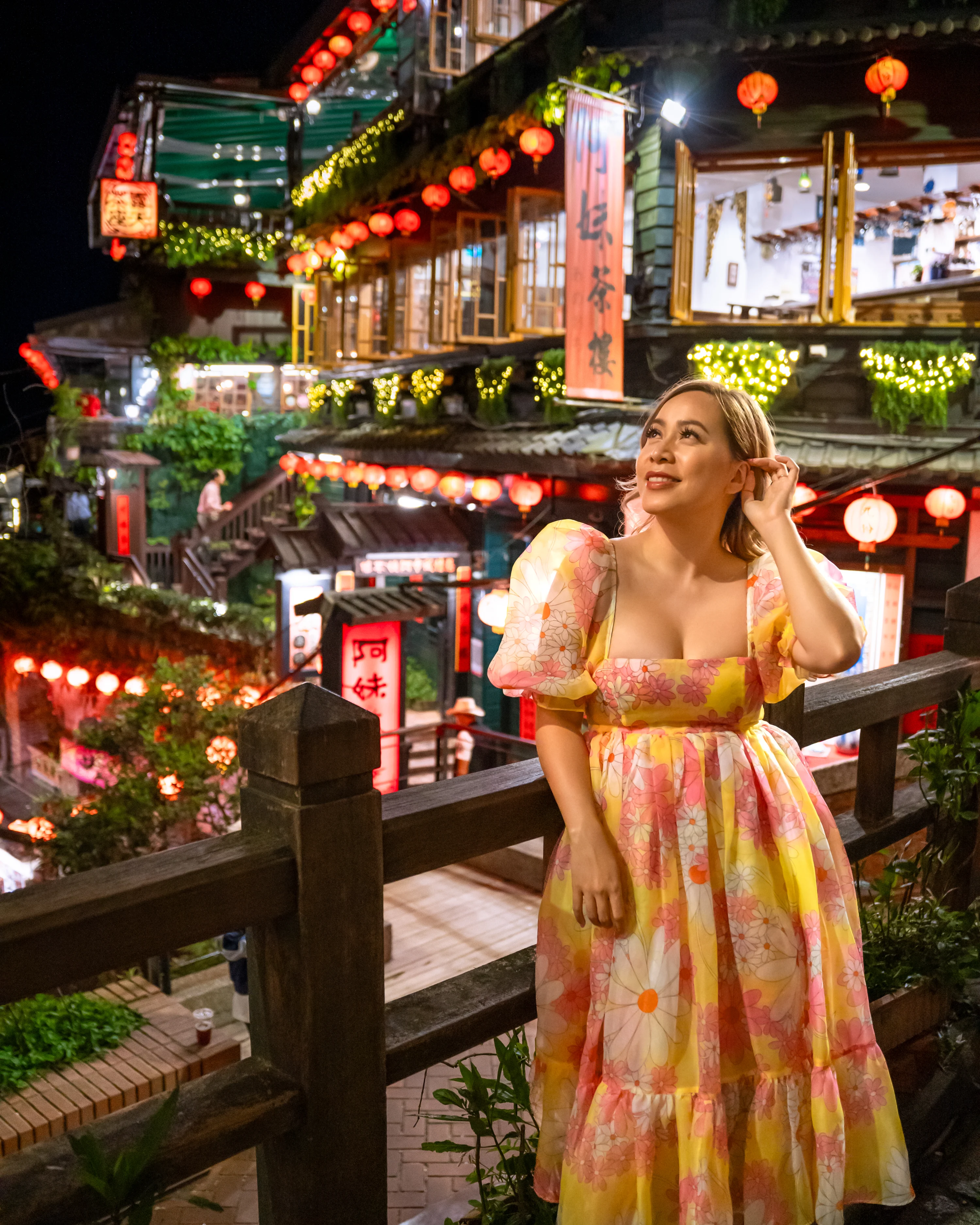 lantern-lit street in mountain town Jiufen, Taiwan