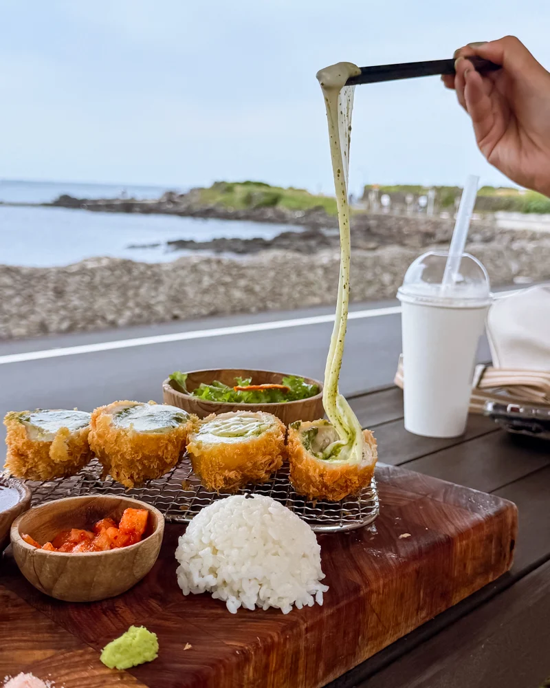 Cheesy pork cutlet on Udo Island, South Korea