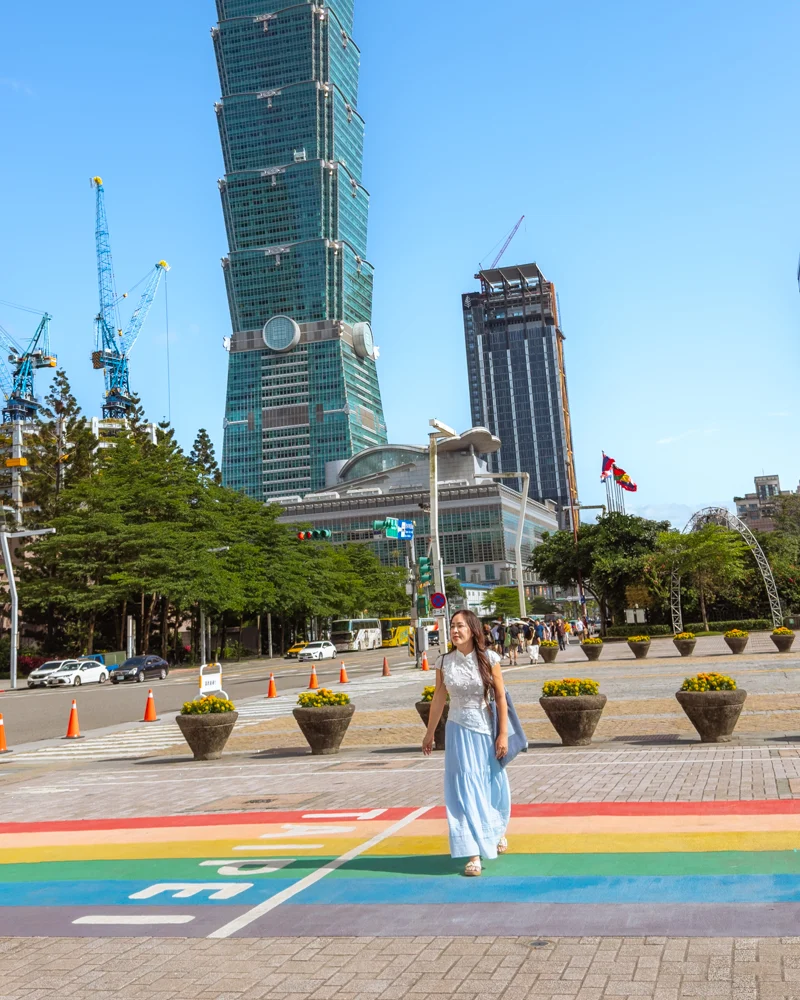 Taipei 101 view from Rainbow Walk in Taiwan