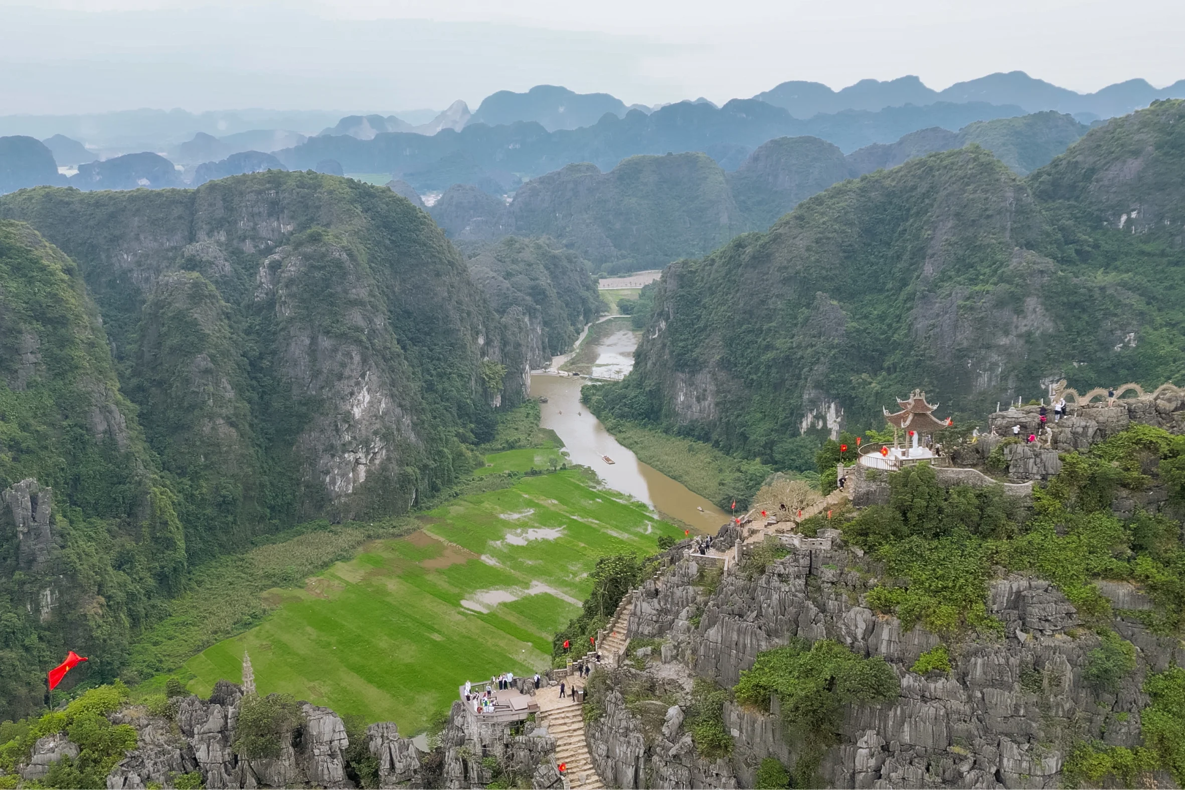 Aerial view of Mua Cave in Ninh Binh, Vietnam.