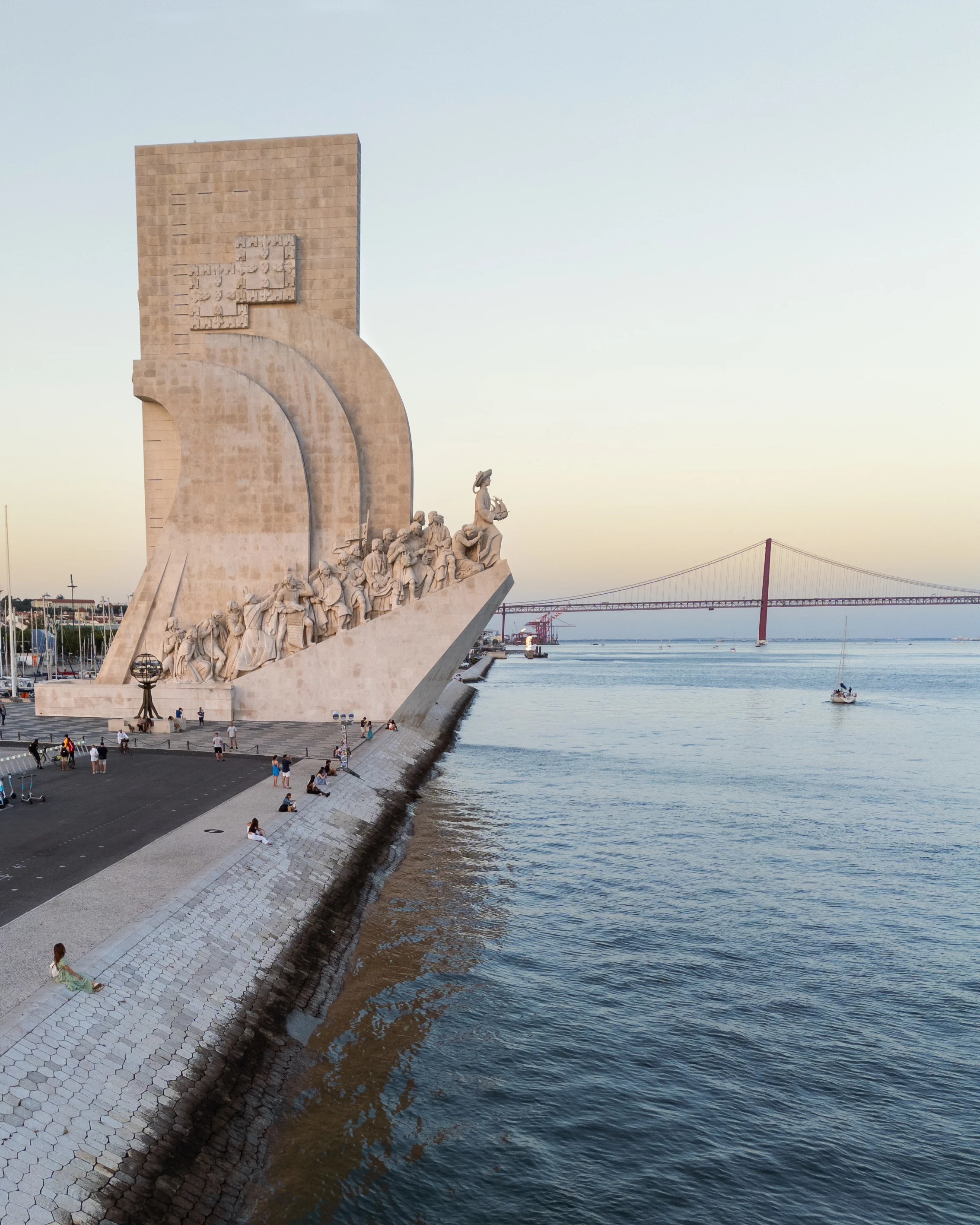 Aerial shot of Belém Tower in Lisbon, Portugal.