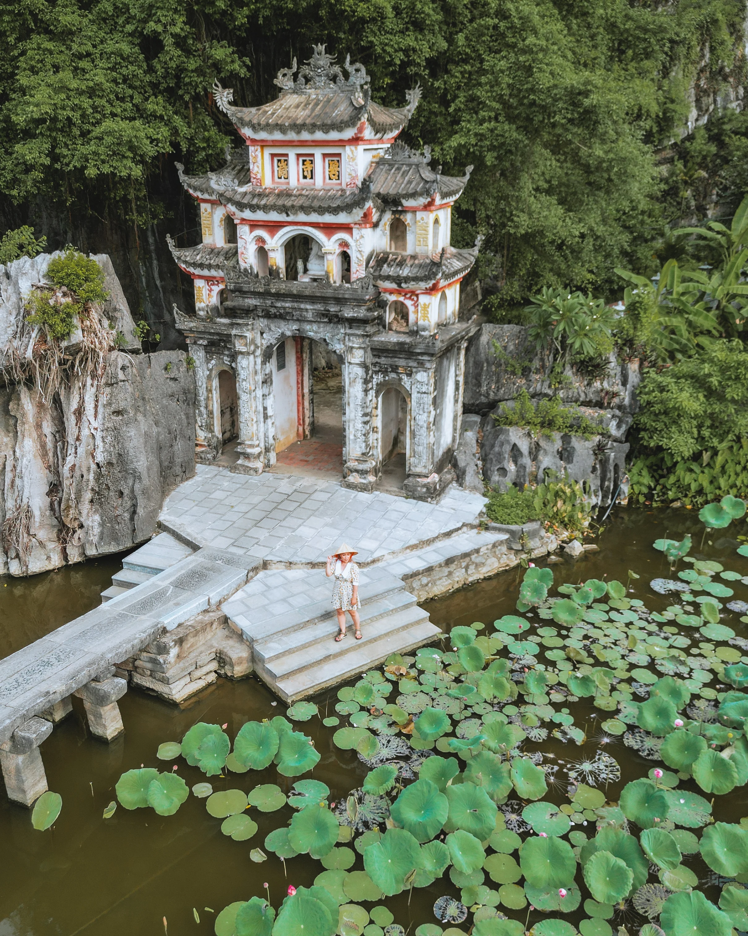 Aerial view of Bich Dong Pagoda in Ninh Binh, Vietnam