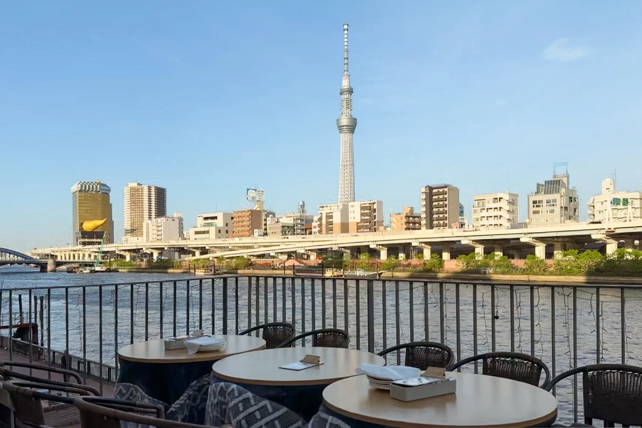 Asage Cafe Riverside Deck Cafe & Bar in Asakusa, Japan