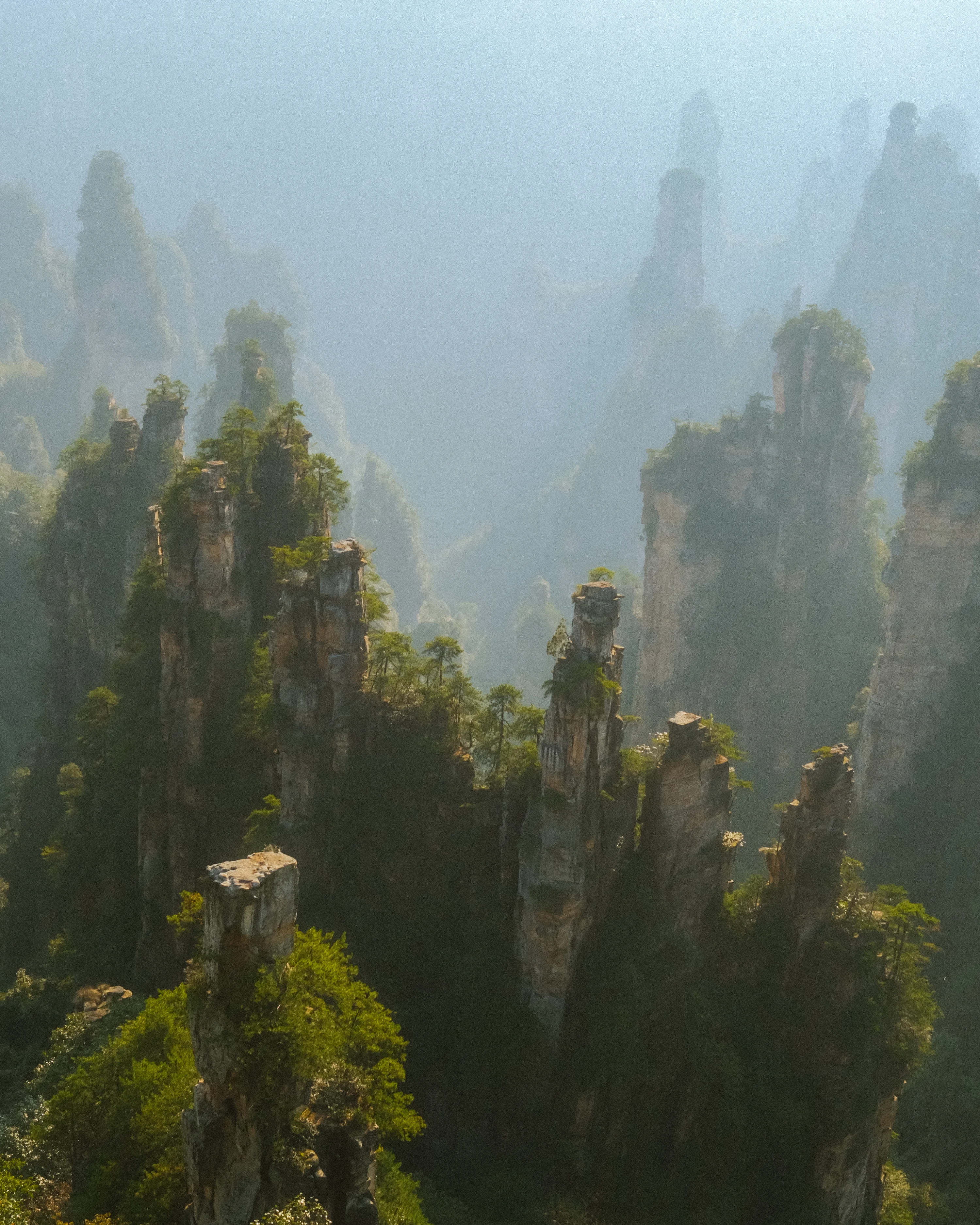 Aerial shot of Zhangjiajie in China