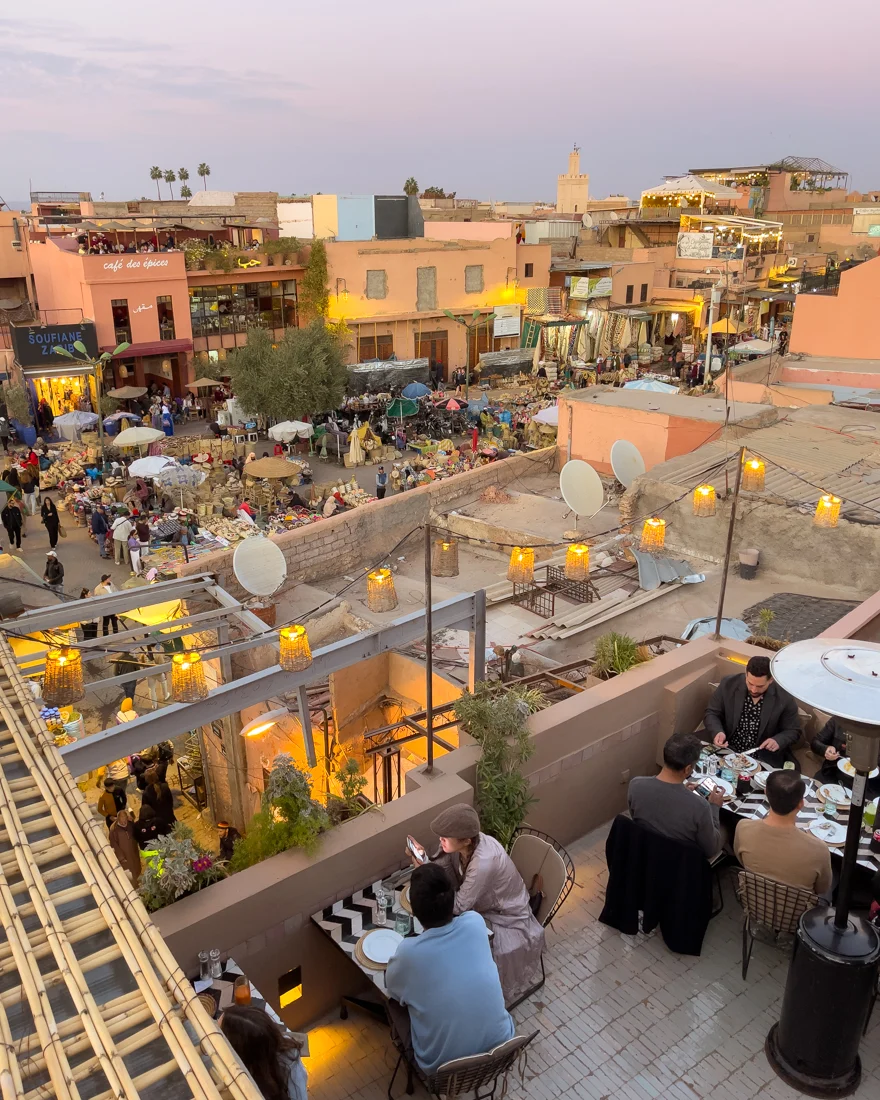 Rooftop dinner in Marrakech, Morocco